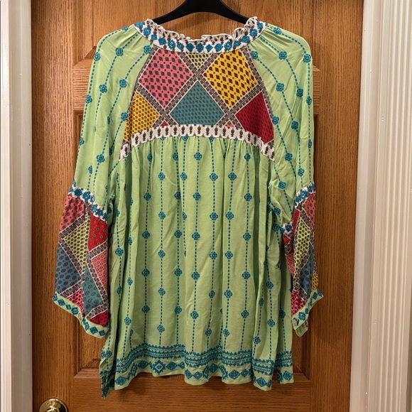 John Mark Multicolored Patchwork Top - Picture 2 of 8
